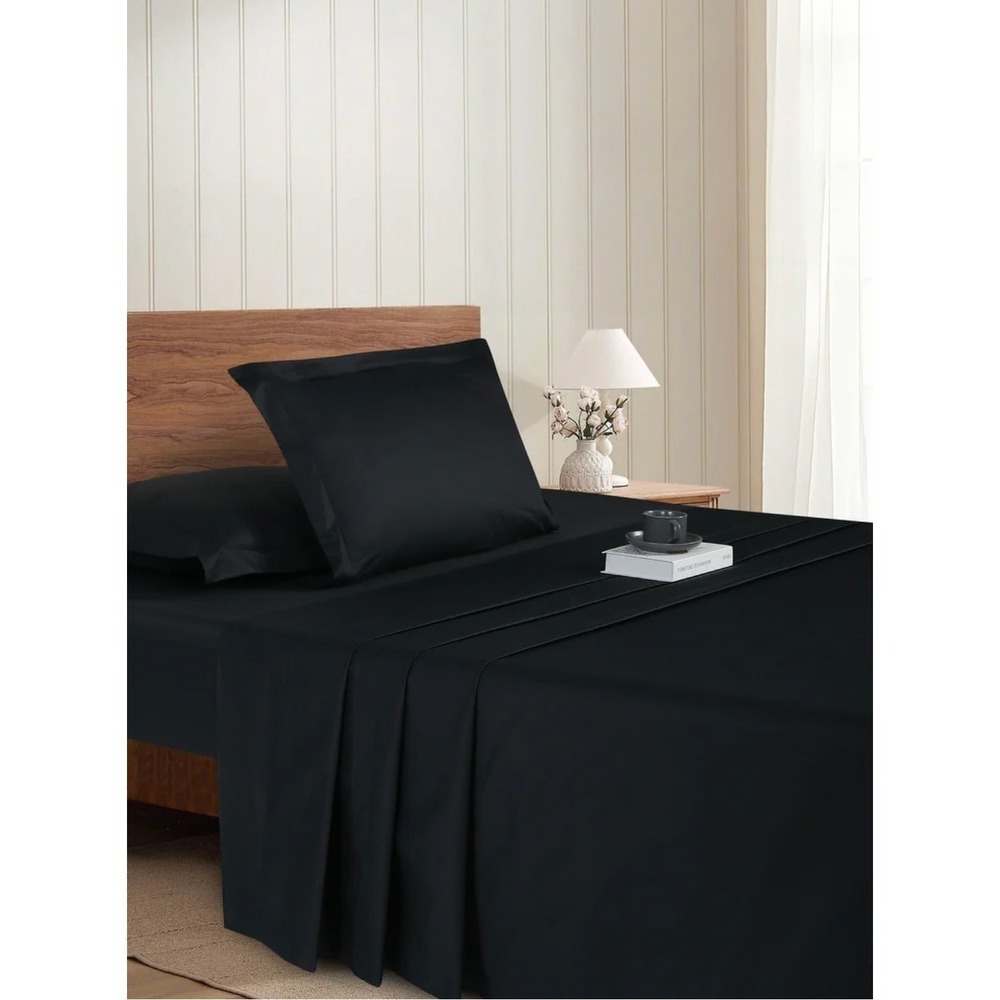 Of Joy Black 100% Cotton sheet set with Pillowcases -Top Grade & Natural King